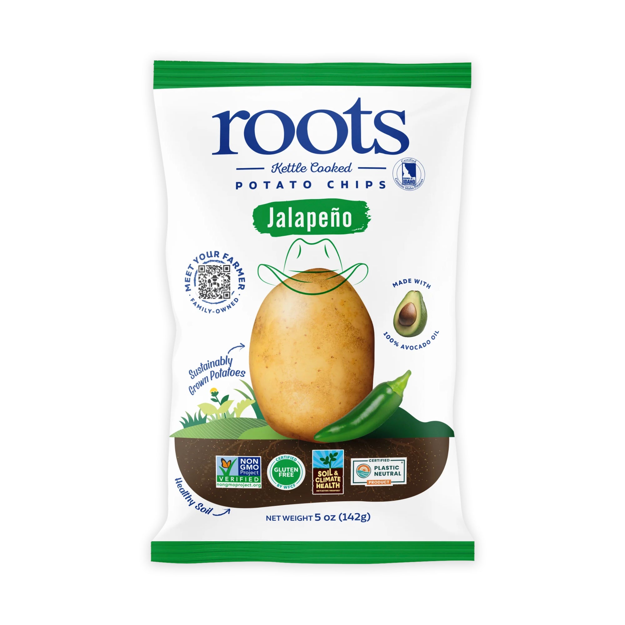 Myojo POTATO 他 Jalapeño Kettle Cooked Potato Chips – Spicy, Zesty Flavor – Idaho Pota