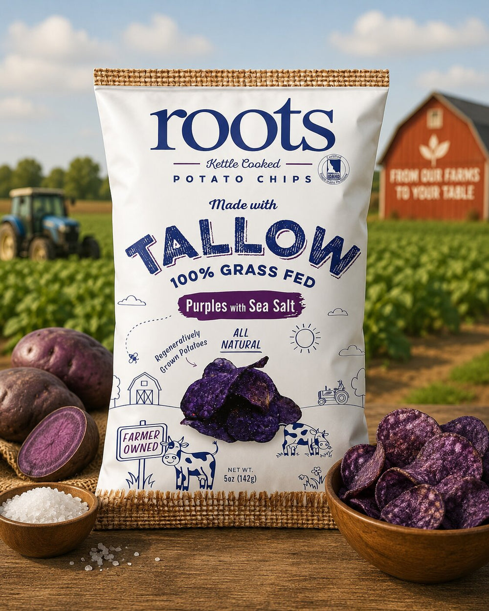 Roots Purple Potato Chips with Sea Salt | Naturally Colorful & Kettle Cooked