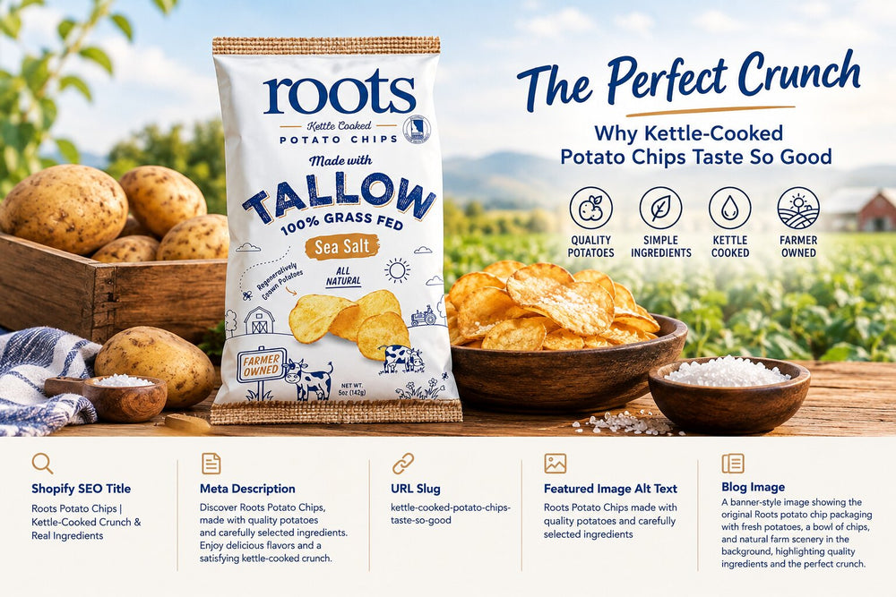 Roots Potato Chips | Kettle-Cooked Crunch & Real Ingredients