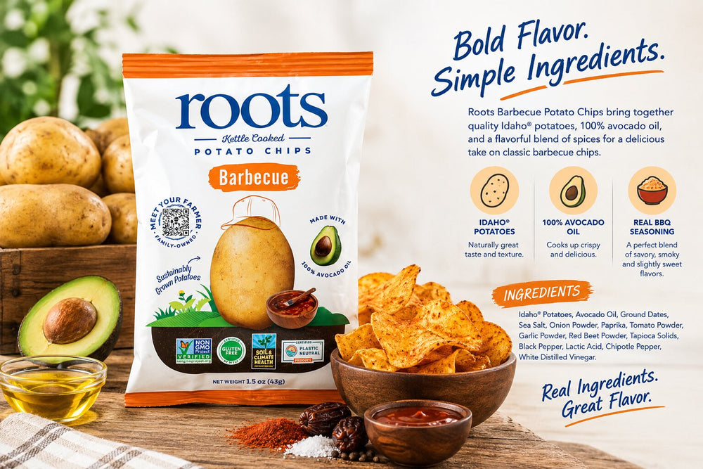 Roots Barbecue Potato Chips | Kettle Cooked with Avocado Oil