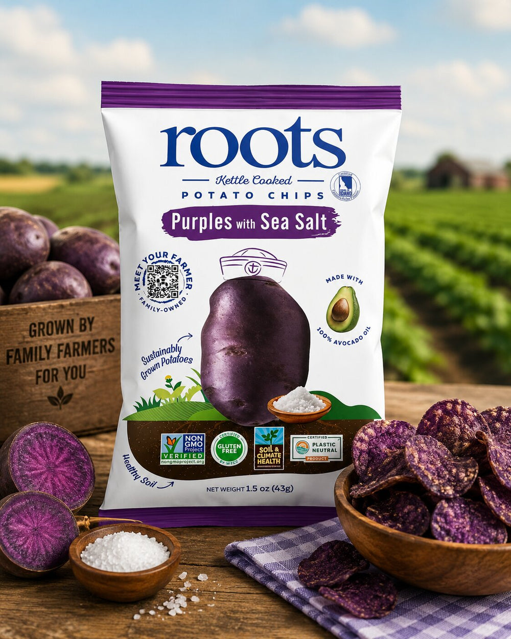 Roots Purple Potato Chips with Sea Salt | Kettle Cooked in Avocado Oil
