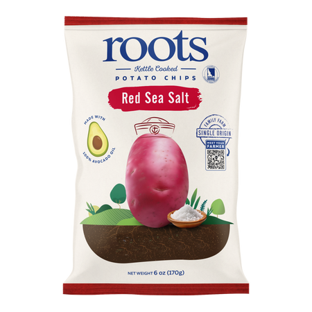 Red Sea Salt Kettle Cooked Potato Chips – Naturally Colored Idaho Potatoes – Avocado Oil Crunch – (12 x 5 oz Bags)