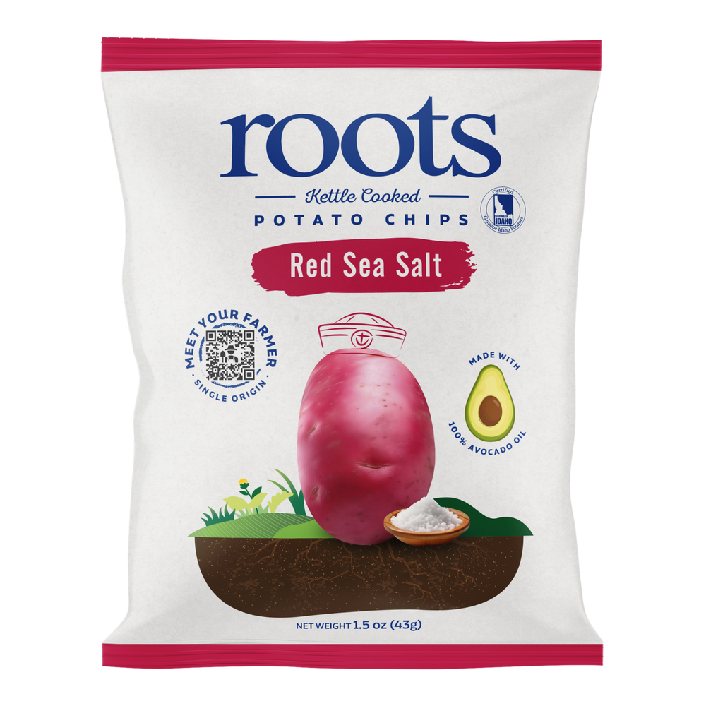 Red Sea Salt Kettle Cooked Potato Chips – Naturally Colored Idaho Potatoes – Avocado Oil Crunch – (30 x 1.5 oz Bags)