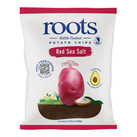Red Sea Salt Kettle Cooked Potato Chips – Naturally Colored Idaho Potatoes – Avocado Oil Crunch – (30 x 1.5 oz Bags)