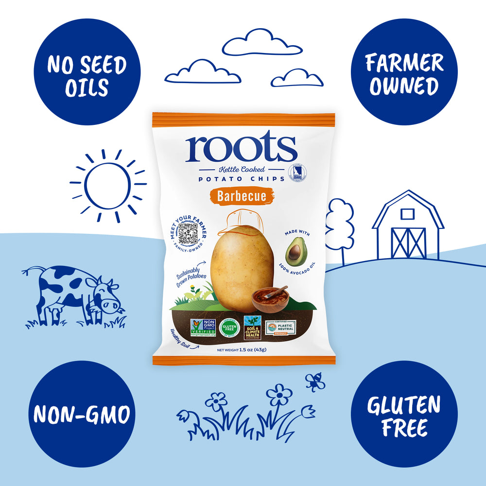 Barbecue Kettle Cooked Potato Chips – New Smoky-Sweet Flavor – Idaho Potatoes in Avocado Oil – (30 x 1.5 oz Bags)