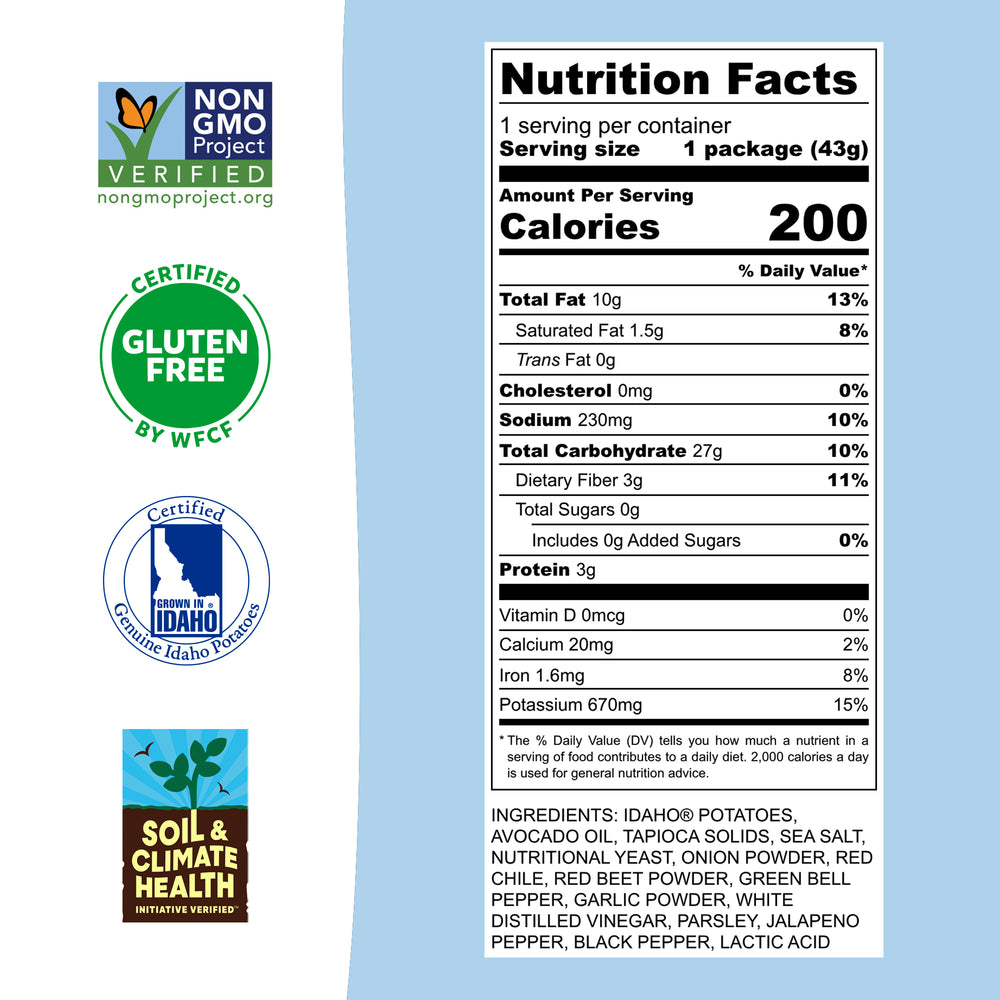 Jalapeño Kettle Cooked Potato Chips – Spicy, Zesty Flavor – Idaho Potatoes in Avocado Oil – (30 × 1.5 oz Bags)