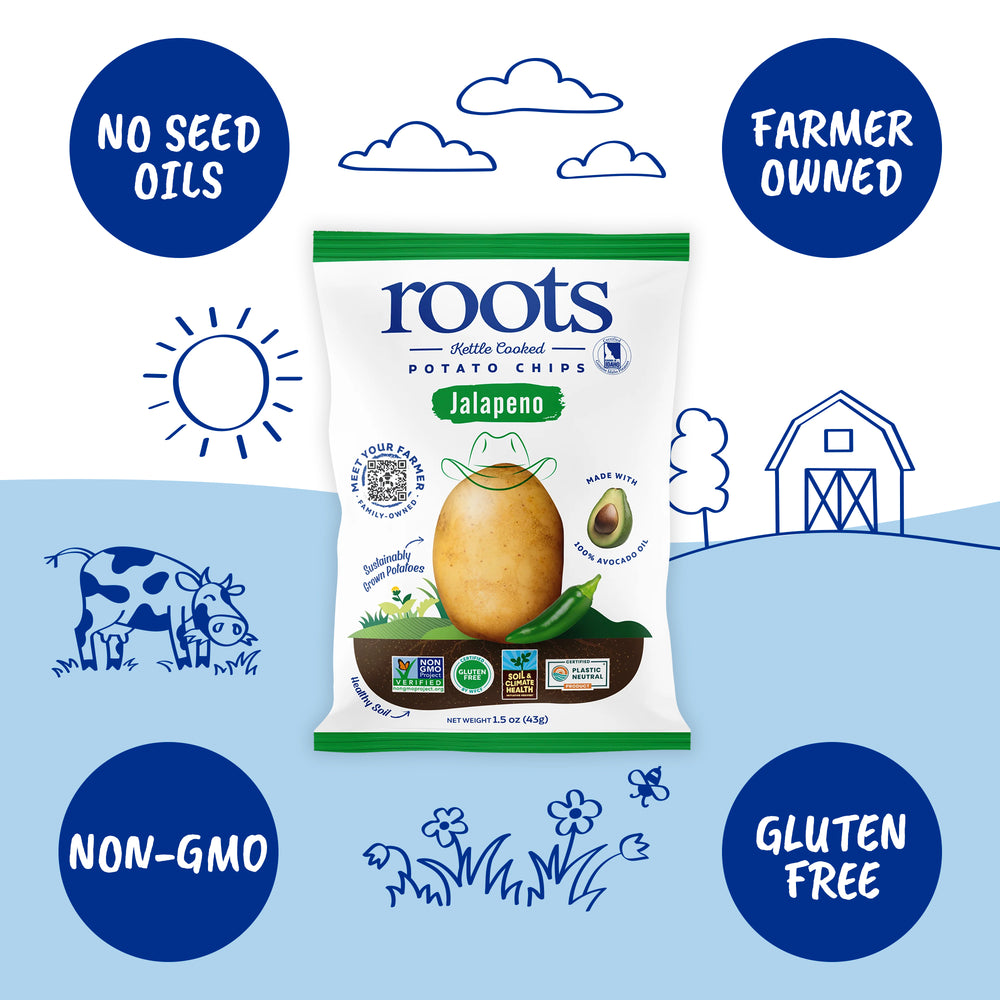 Jalapeño Kettle Cooked Potato Chips – Spicy, Zesty Flavor – Idaho Potatoes in Avocado Oil – (30 × 1.5 oz Bags)