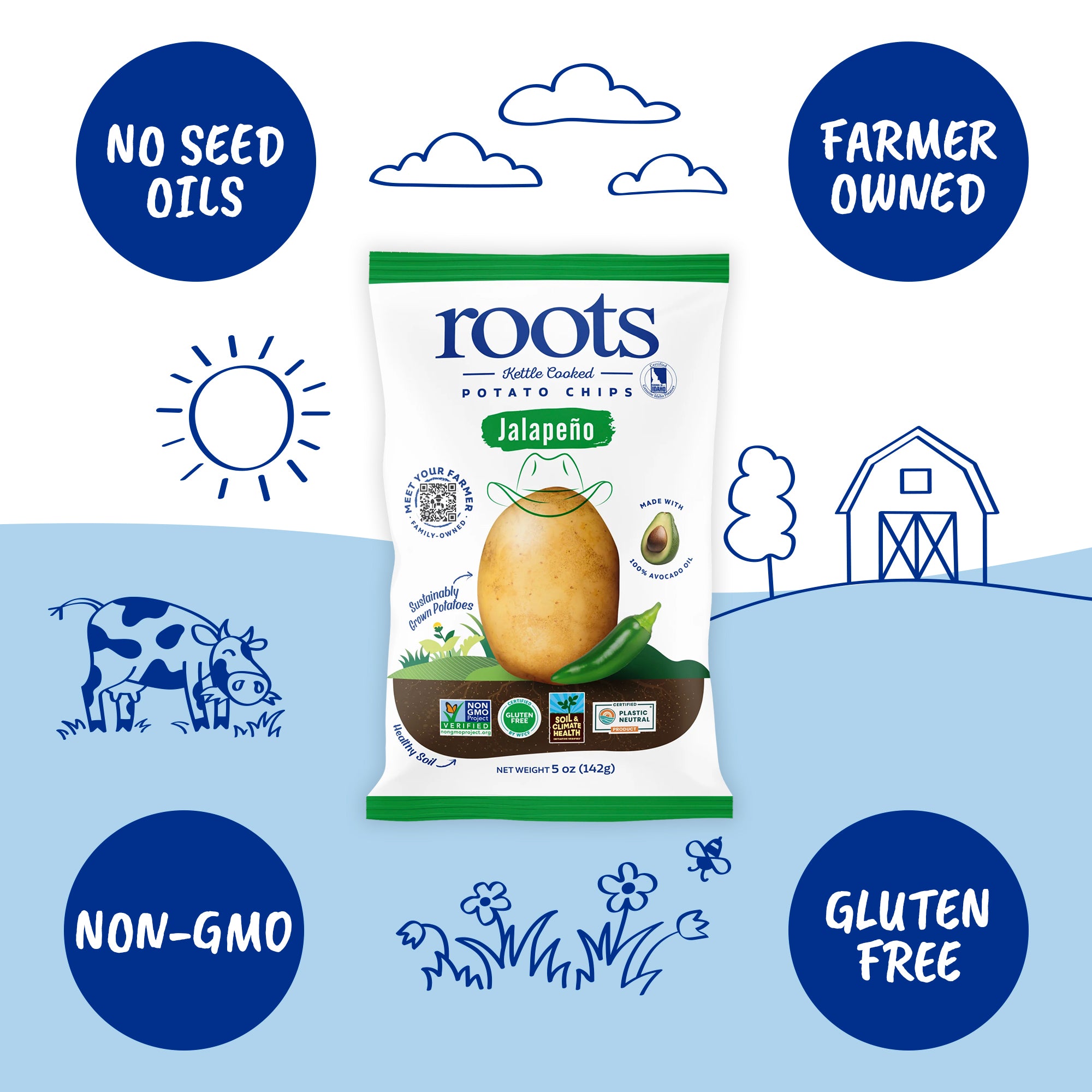 Jalapeño Kettle Cooked Potato Chips – Spicy, Zesty Flavor – Idaho Pota