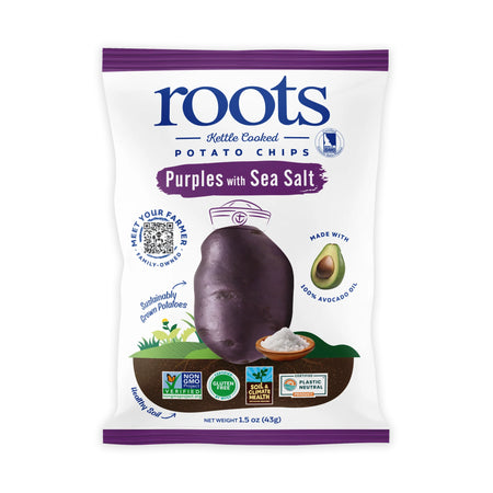 Purple Sea Salt Kettle Cooked Potato Chips – Regenerative Idaho Potatoes – Avocado Oil Crunch – (30 x 1.5 oz Bags)