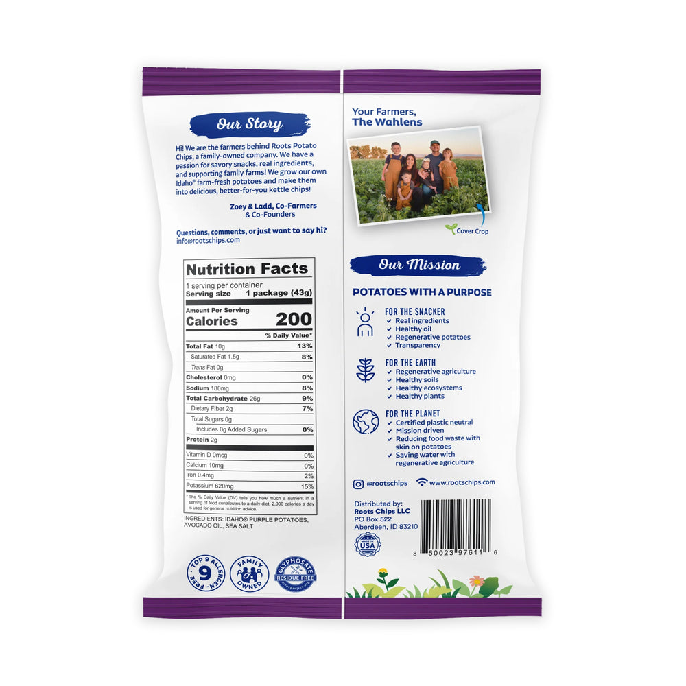 Purple Sea Salt Kettle Cooked Potato Chips – Regenerative Idaho Potatoes – Avocado Oil Crunch – (30 x 1.5 oz Bags)