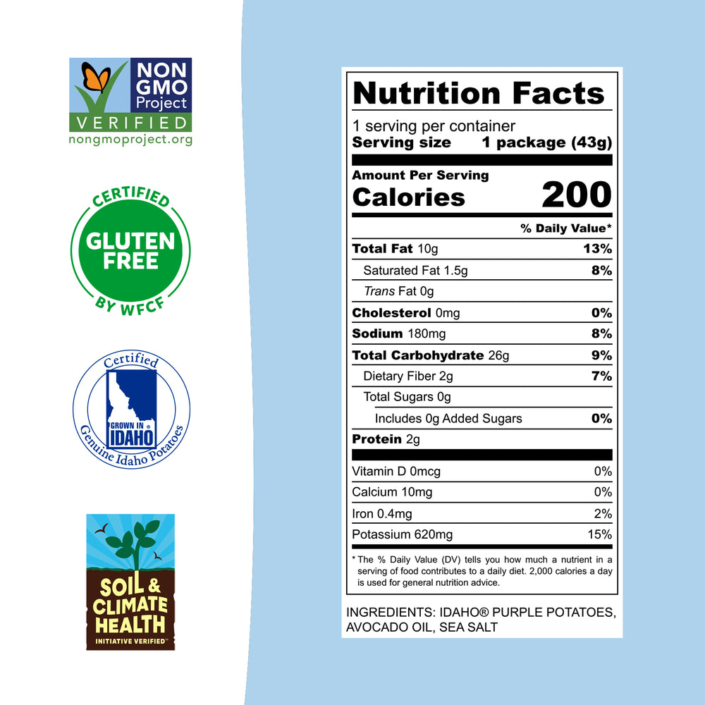 Purple Sea Salt Kettle Cooked Potato Chips – Regenerative Idaho Potatoes – Avocado Oil Crunch – (30 x 1.5 oz Bags)