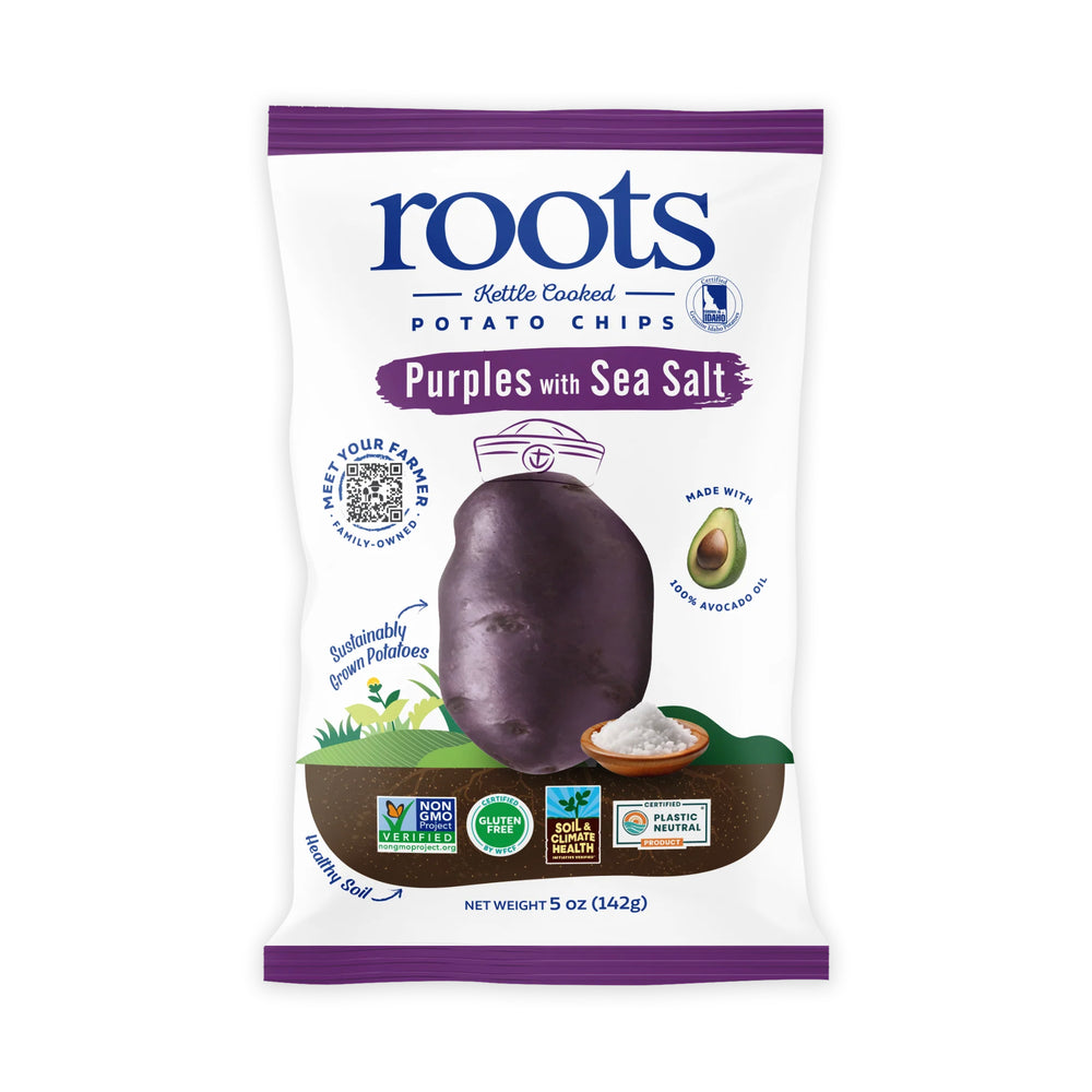 Purple Sea Salt Kettle Cooked Potato Chips – Regenerative Idaho Potatoes – Avocado Oil Crunch – (12 x 5 oz Bags)