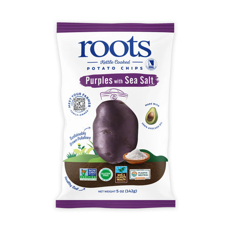 Purple Sea Salt Kettle Cooked Potato Chips – Regenerative Idaho Potatoes – Avocado Oil Crunch – (12 x 5 oz Bags)