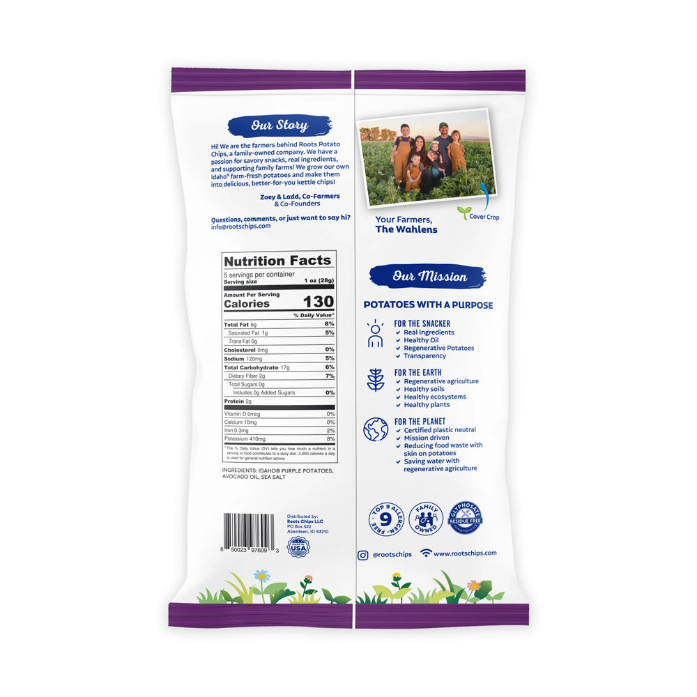 Purple Sea Salt Kettle Cooked Potato Chips – Regenerative Idaho Potatoes – Avocado Oil Crunch – (12 x 5 oz Bags)