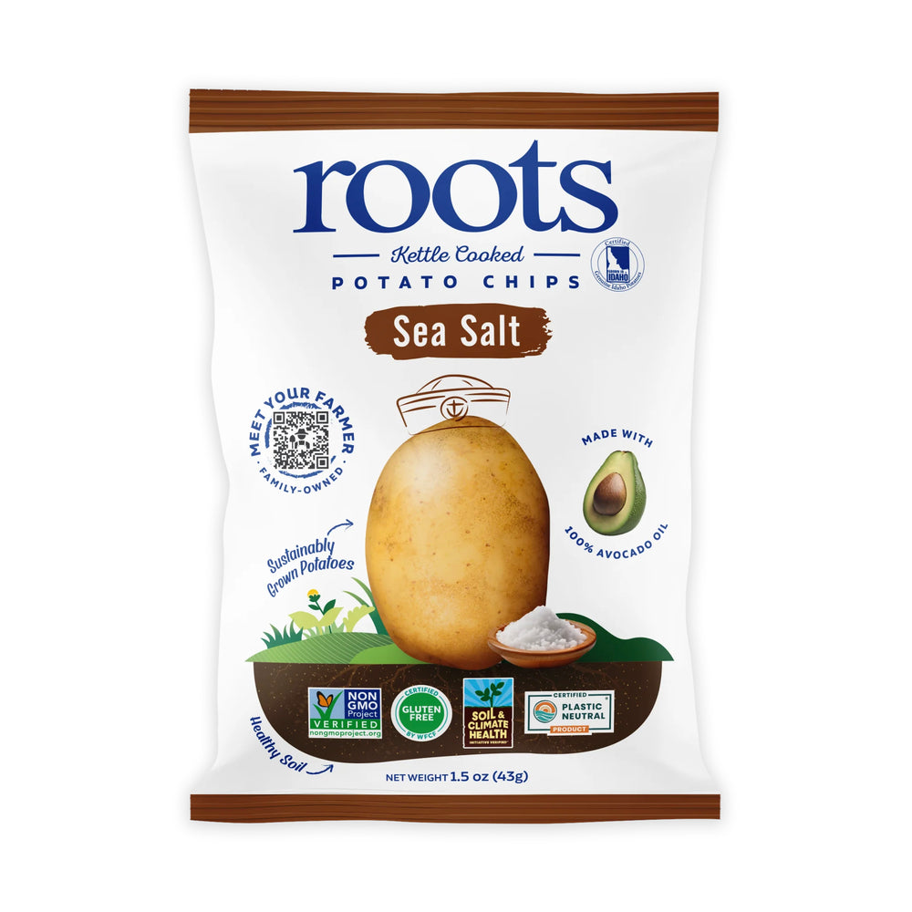 Sea Salt Kettle Cooked Potato Chips – Classic, Crispy Flavor – Regenerative Idaho Potatoes Cooked in Avocado Oil – (30 x 1.5 oz Bags)