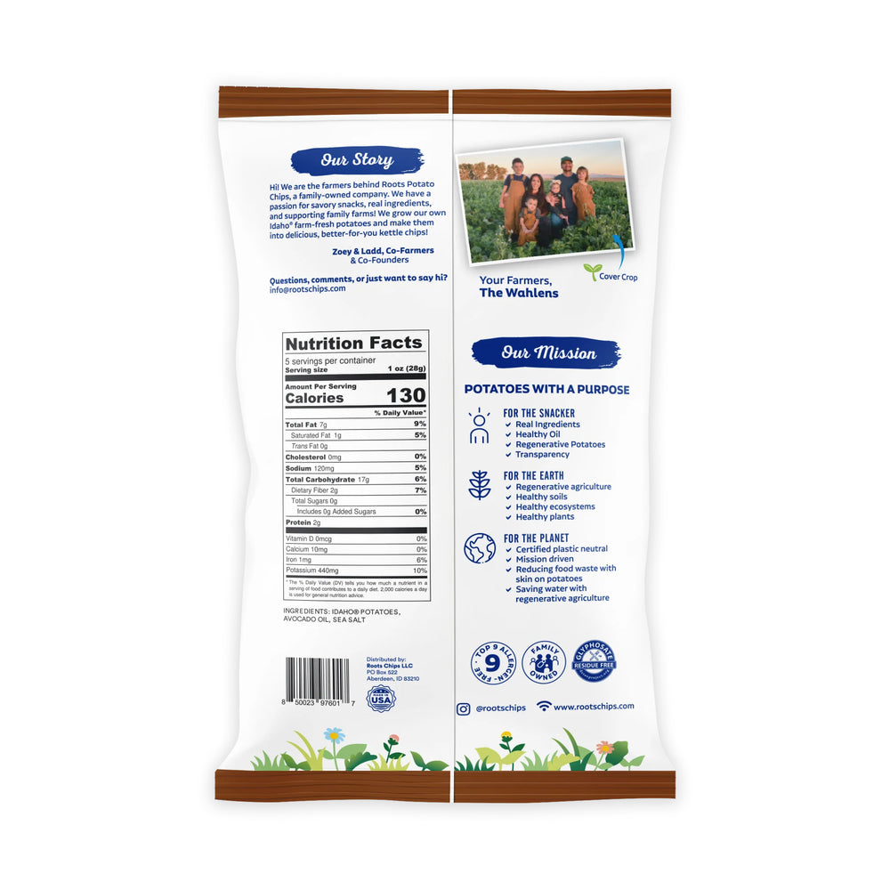 Sea Salt Kettle Cooked Potato Chips – Classic, Crispy Flavor – Regenerative Idaho Potatoes Cooked in 100% Avocado Oil – (12 x 5 oz Bags)