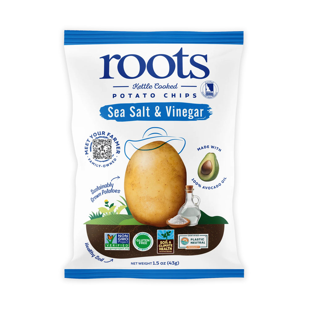 Sea Salt & Vinegar Kettle Cooked Potato Chips – Tangy Bold Flavor – Regenerative Idaho Potatoes – (30 x 1.5 oz Bags)
