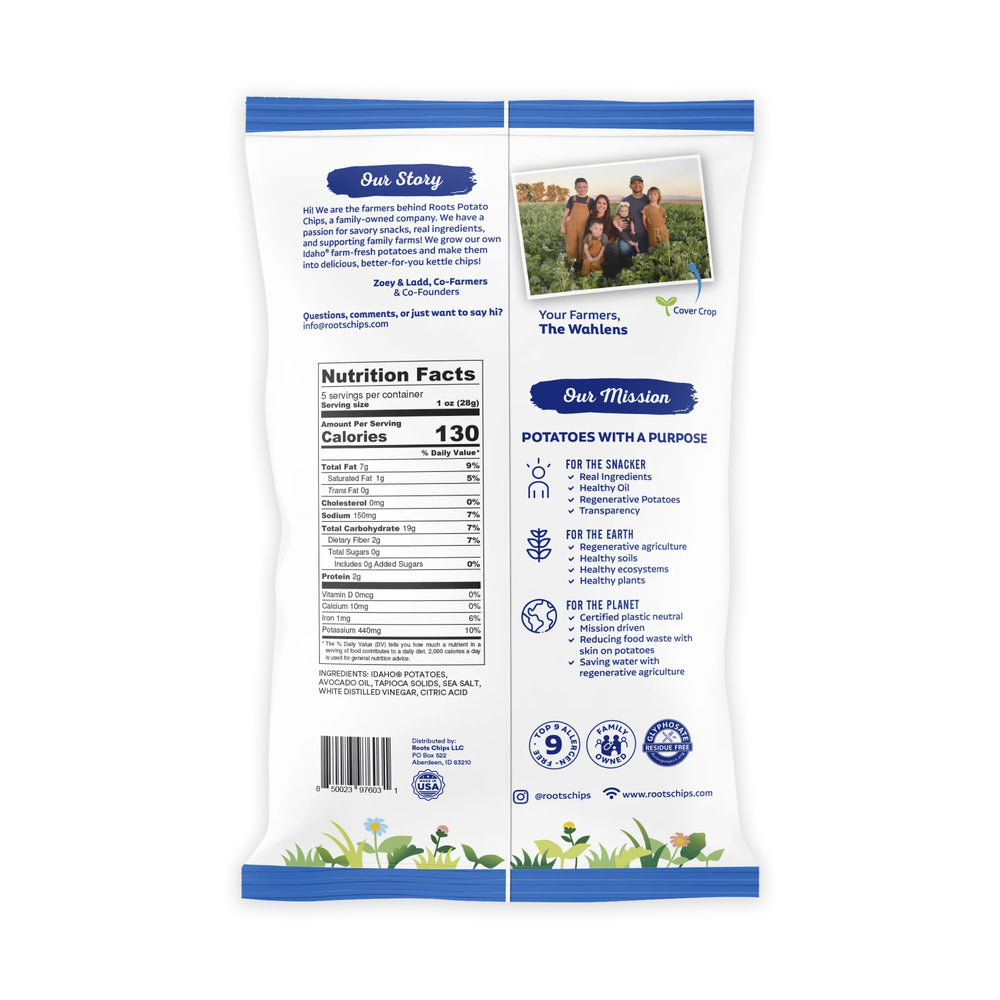 Sea Salt & Vinegar Kettle Cooked Potato Chips – Tangy Bold Flavor – Regenerative Idaho Potatoes – (12 x 5 oz Bags)